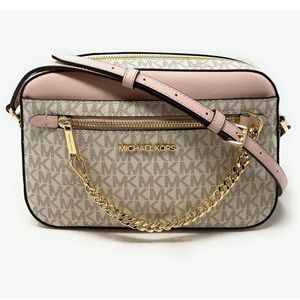 Michael Kors Jet Set East West Chain Crossbody Vanilla MK Powder Blush Pink